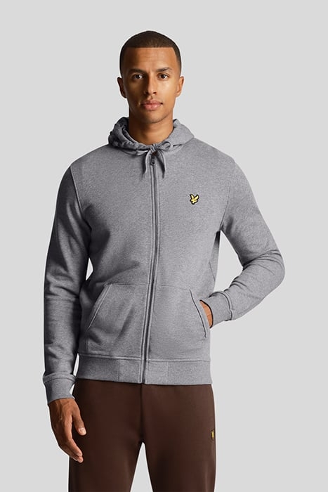 ZIP THROUGH HOODIE MID GREY MARL 1