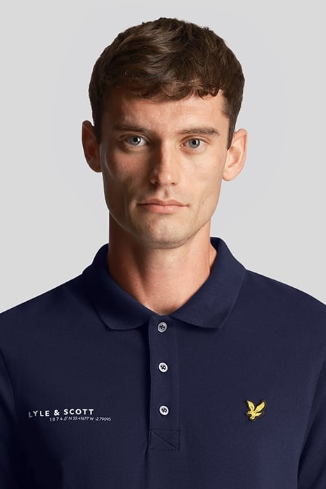 CO-ORDINATE PRINT PLAIN POLO SHIRT NAVY 5