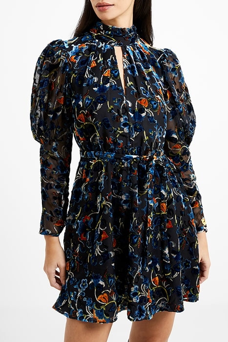 AVERY BURNOUT LS DRESS BLACK 1