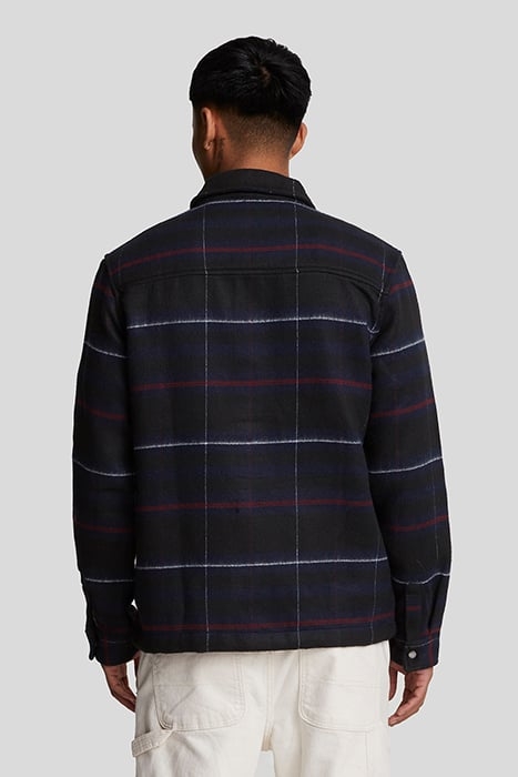 LYLE & SCOTT BRUSHED TARTAN OVERSHIRT MUDDY NAVY 2
