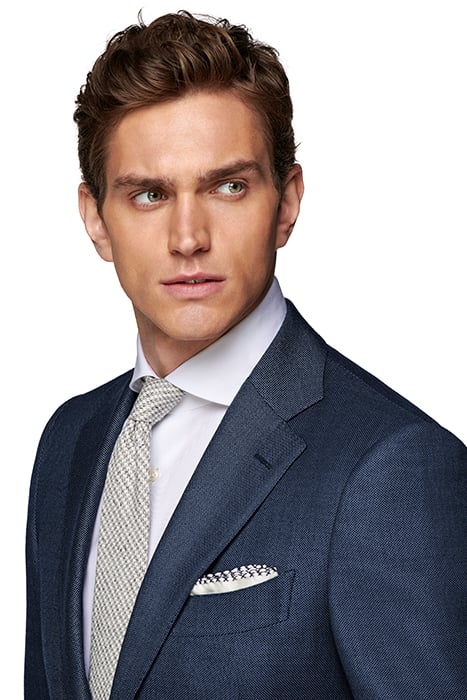 MID BLUE BIRD'S EYE TAILORED FIT LAZIO SUIT MID BLUE 7