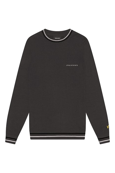 EMBROIDERED TIPPED CREW NECK JUMPER GUNMETAL 4