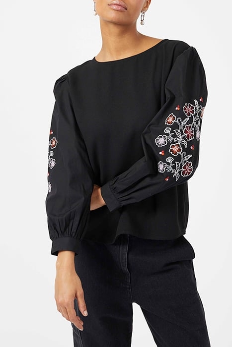 FERNE CREPE LS BOAT NK TOP BLACK 1