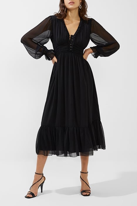 ES ALITA SOLID PLT L/S VNK DRS BLACK 1