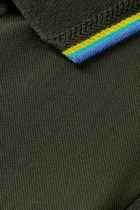 BOYS COTTON IN CONVERSION POLO WITH CONTRAST TIPPING FOREST 7