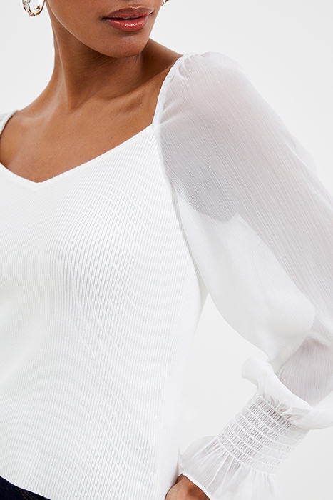 MAIA KRISTA CREPE MIX JUMPER WHITE 3