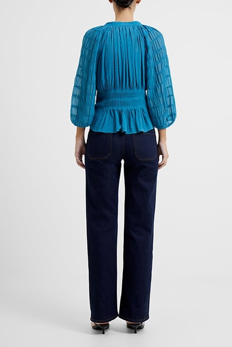 CORA PLEATED SMOCK TOP BLUE 2