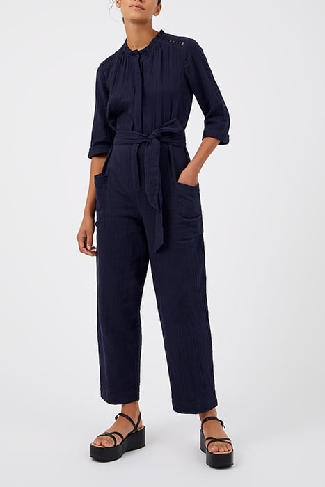SUMMER TEXTURE BELTED JUMPSUIT BLUE 1