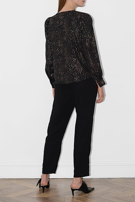 SPECKLE FOIL LS V NK BLOUSE BLACK 3