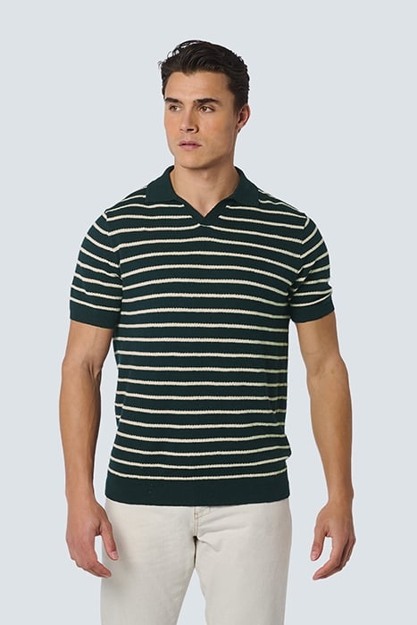 PULLOVER SHORT SLEEVE POLO 2 COLOURED STRIPE WITH LINEN NIGH 1
