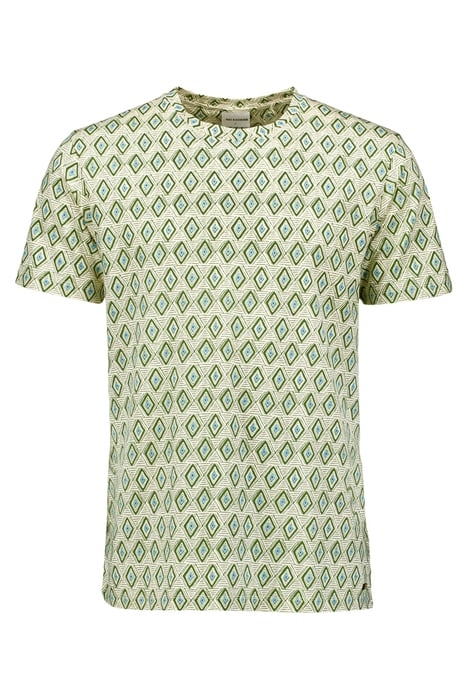 T-SHIRT CREWNECK ALLOVER PRINTED GARMENT DYED SLUB GREEN 1