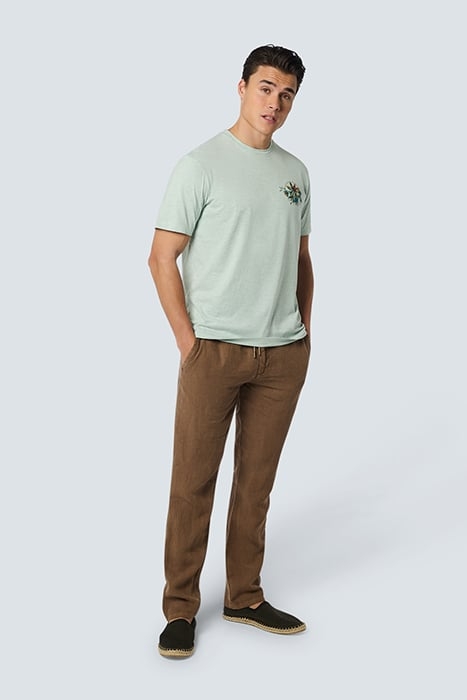 T-SHIRT CREWNECK MELANGE GARMENT DYED PLACED PRINT MINT 3