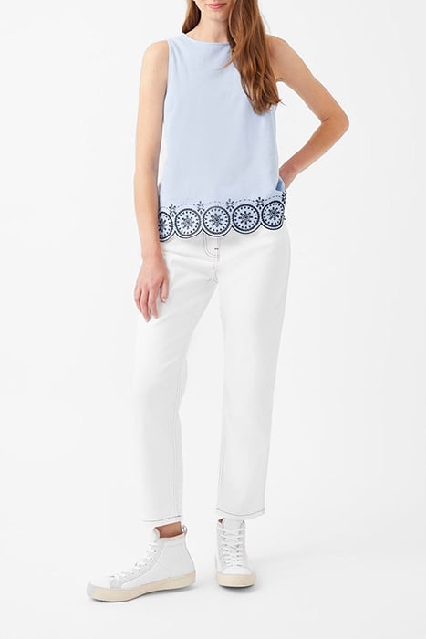 ELORA OXFORD S/LSS RND NK TOP BLUE 2