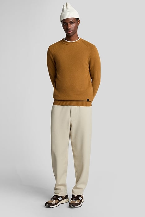 SADDLE SLEEVE CREW NECK JUMPER GOLDEN HEATHER 3