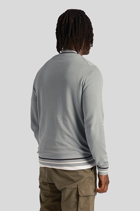 TIPPED CREW NECK JUMPER SLATE BLUE 2