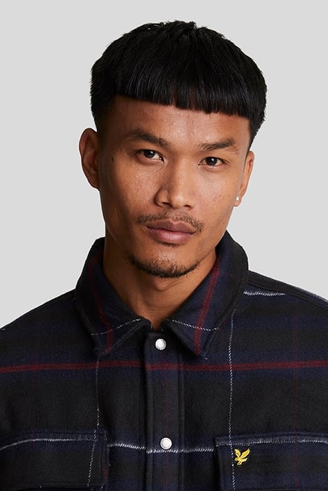 LYLE & SCOTT BRUSHED TARTAN OVERSHIRT MUDDY NAVY 5