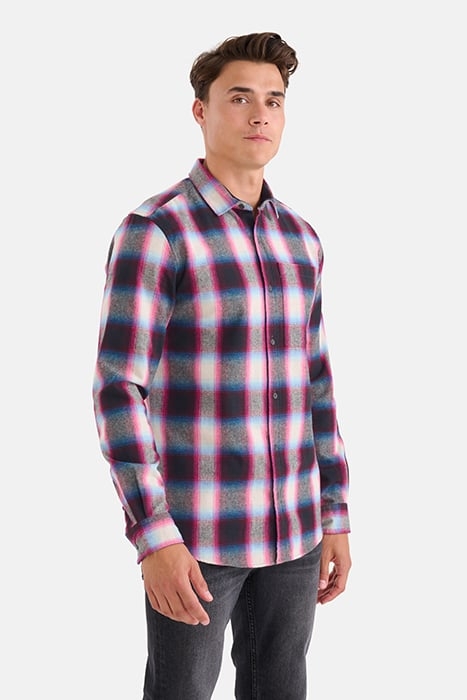 MA-SBFLUOR CHECK SHIRT DARKPURPLE 1