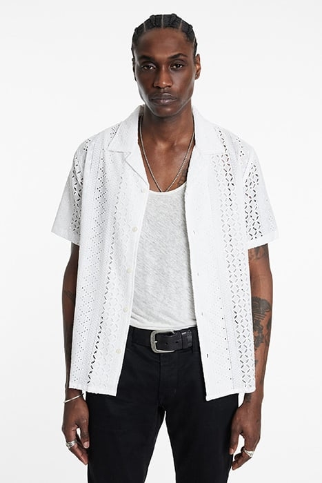 DAN CAMP COLLAR SHIRT IN EMBROIDERED FAB WHITE 1