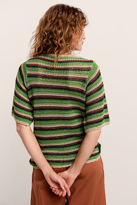 SHORT SLEEVE SWEATER LUREX STRIPE KNIT MULTICOLOUR 2