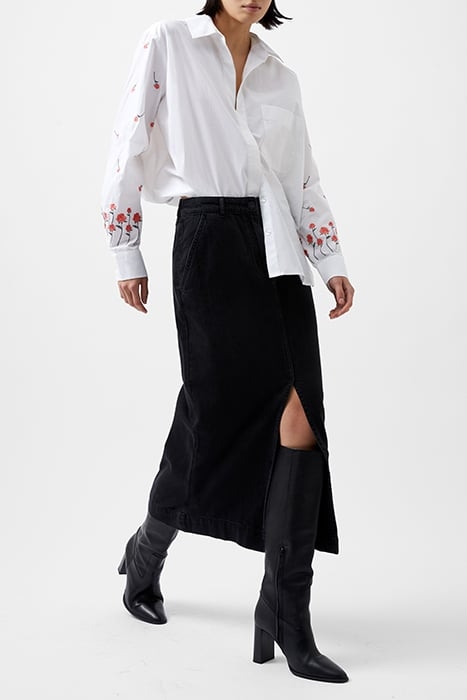 FRENCH CONNECTION RHODES EMBROIDERED SHIRT SHIRT LINEN WHITE 1