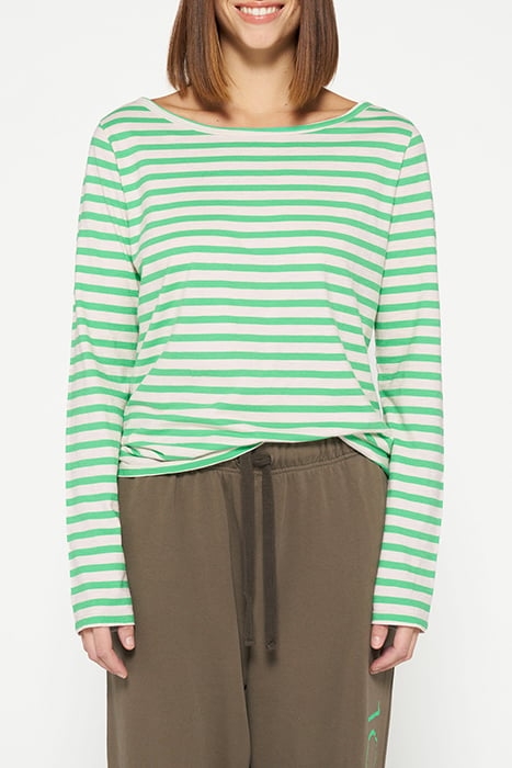 LONGSLEEVE TEE STRIPES ECRU/APPLE GREEN 1