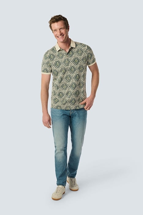 POLO PIQUE ALLOVER PRINTED STRETCH CEMENT 3