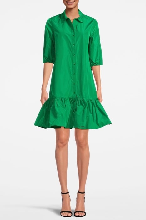BTDWN ELBOWSL DRESS VOLANT HEM GREEN 1