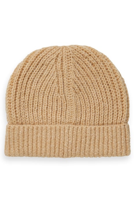 GIRLS RIB KNIT BEANIE SAND MELANGE 2