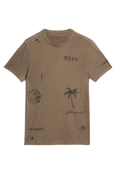 SS CREW TEE - ALL OVER EMBRODIERY HAZE 2