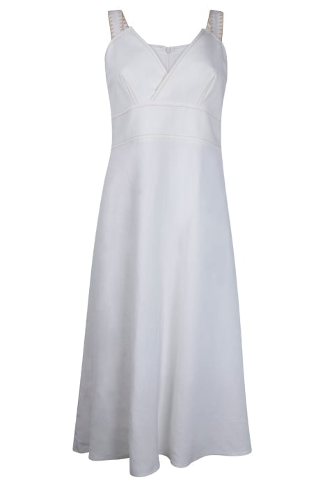 LINEN VISCOSE PAPUA DRESS WHITE STETCHES CAMEL 2