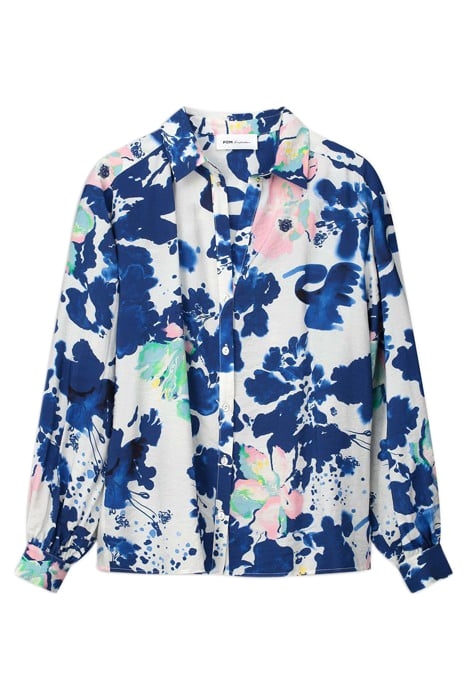 BLOUSE - VIOLET CRANE BIRDS BLUE 4