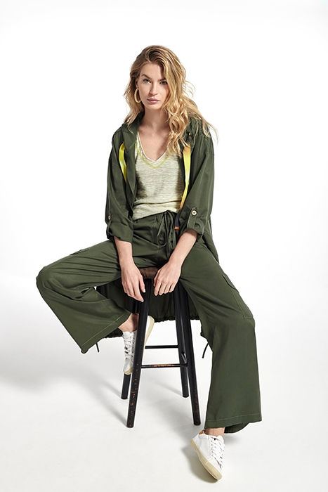 LYOCELL PALAU TROUSERS KAKI STITCHES CAMEL 6