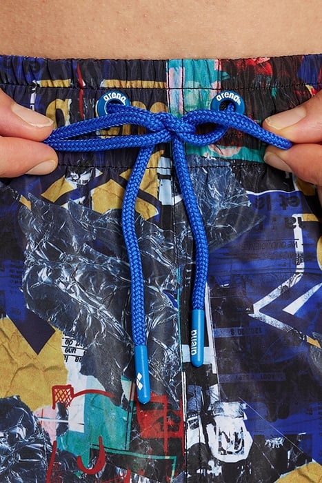 MEN'S ARENA ICONS BEACH BOXER ALLOVER NEON BLUE MULTI-NEON B 5