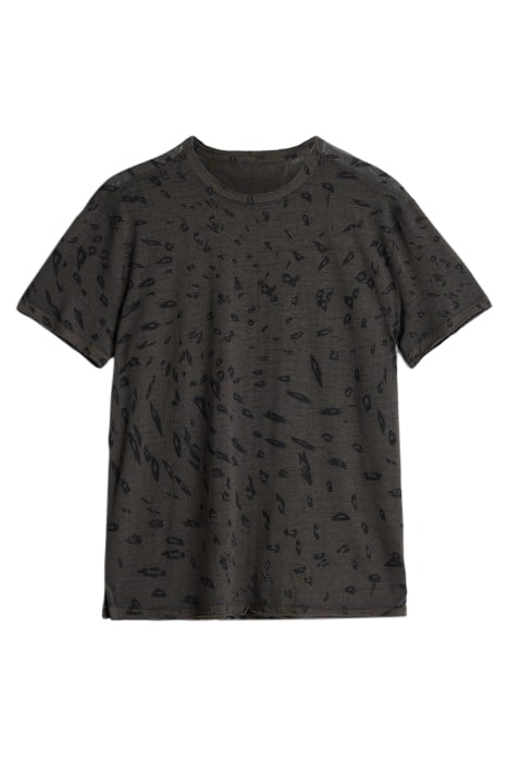 JOSE SS PRINTED LEOPARD BURNOUT CREW WOOD BROWN 2