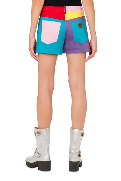 SYMBOLS EMBROIDERY STRETCH COTTON SHORTS MULTICOLOR 2