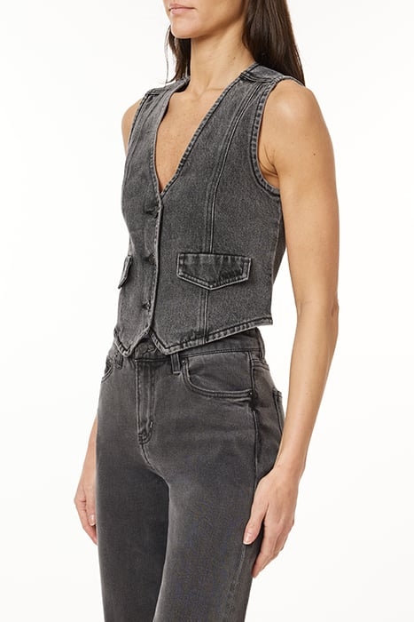 CROP DENIM VEST DARK SLATE 5