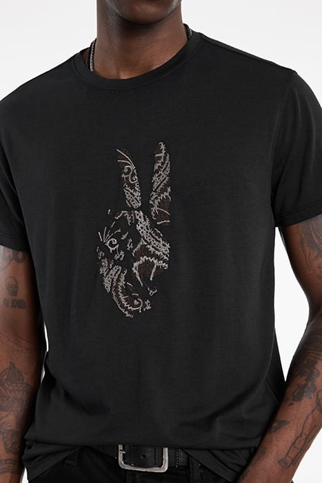 SS CREW TEE - PEACE EMBROIDERY BLACK 3