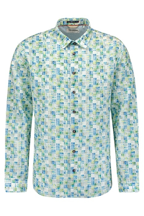 SHIRT ALLOVER PRINTED WITH LINEN AQUA 1