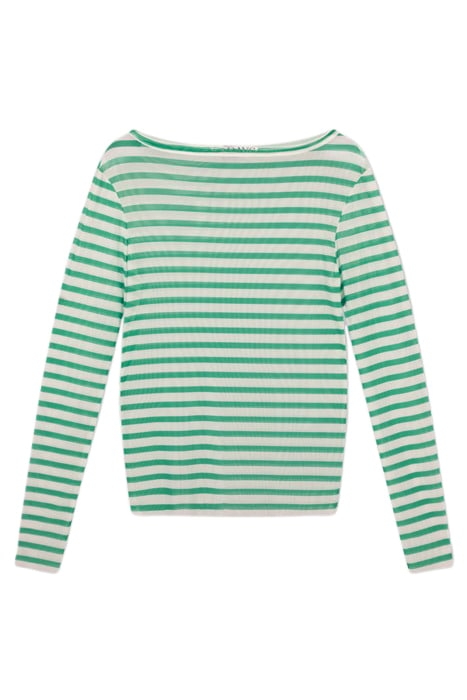 MESH TEE STRIPE ECRU/APPLE GREEN 3