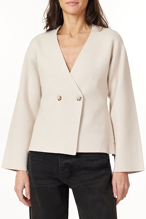 DOUBLE BREASTED FULL SLV CARDI OATMEAL HEATHER 1