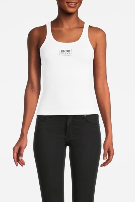 LOGO PATCH COTTON TANK TOP WHITE 1