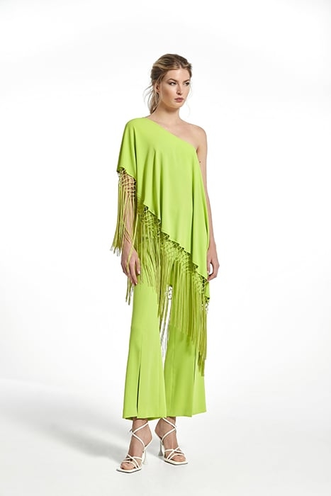 CREPE FABRIC TUNOL TROUSERS GREEN FLUOR 1