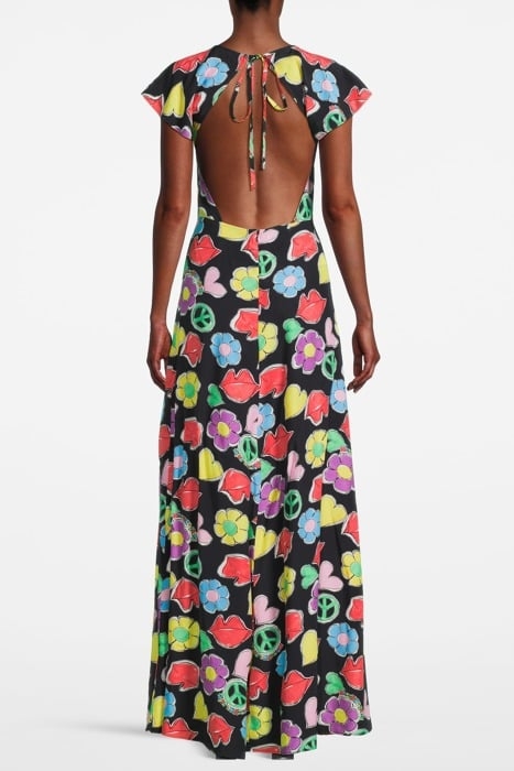 OPEN-BACK GRAPHIC-PRINT DRESS BLACK 2