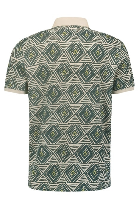 POLO PIQUE ALLOVER PRINTED STRETCH CEMENT 5