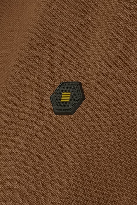 POLO ZIP PIQUE GARMENT DYED STRETCH BROWN 7