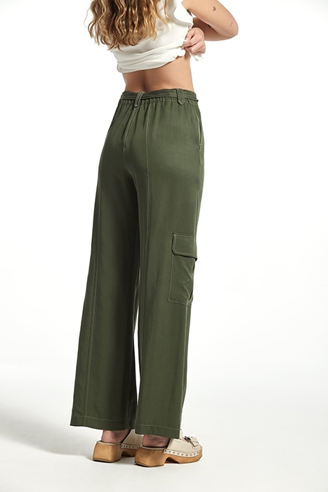 LYOCELL PALAU TROUSERS KAKI STITCHES CAMEL 5