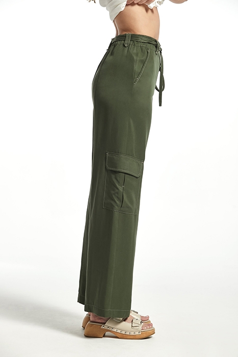 LYOCELL PALAU TROUSERS KAKI STITCHES CAMEL 4