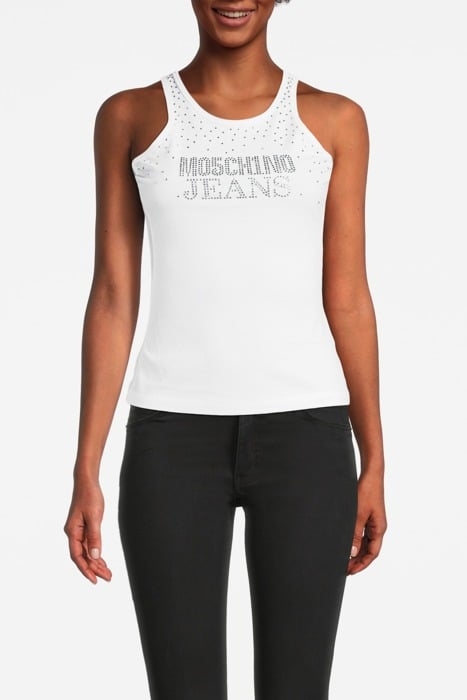 RHINESTONE LOGO JERSEY TANK TOP WHITE 1