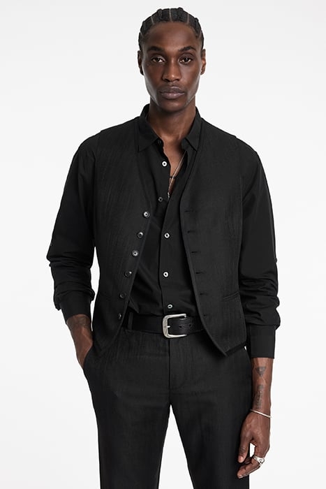 BUTTON FRONT CLOSURE VEST WITH SATIN TAP BLACK 1