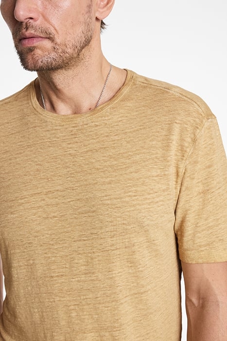 MOTT REGULAR FIT SS LINEN CREW WITH COLD LT KHAKI 3